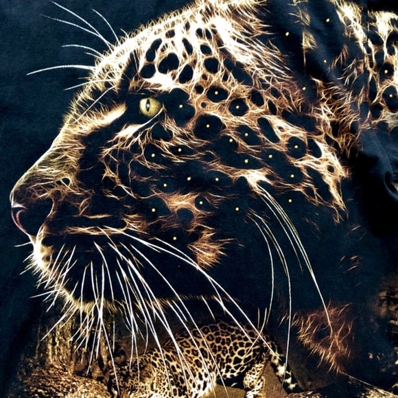 Rock Chang, Y2K, Rhinestone, Mens, Wild Cat, T Shirt, Double Sided Print, XXL - Picture 8 of 16